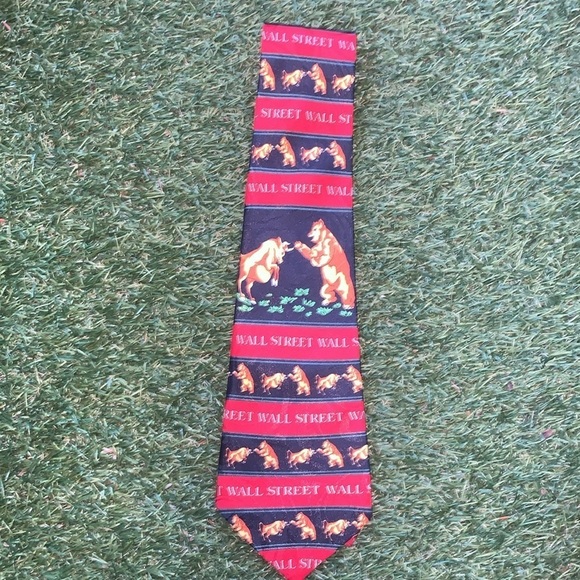 Steven Harris “Wall Street” Bull & Bear Tie Stock Broker Financial Advisor Gift - Picture 3 of 12